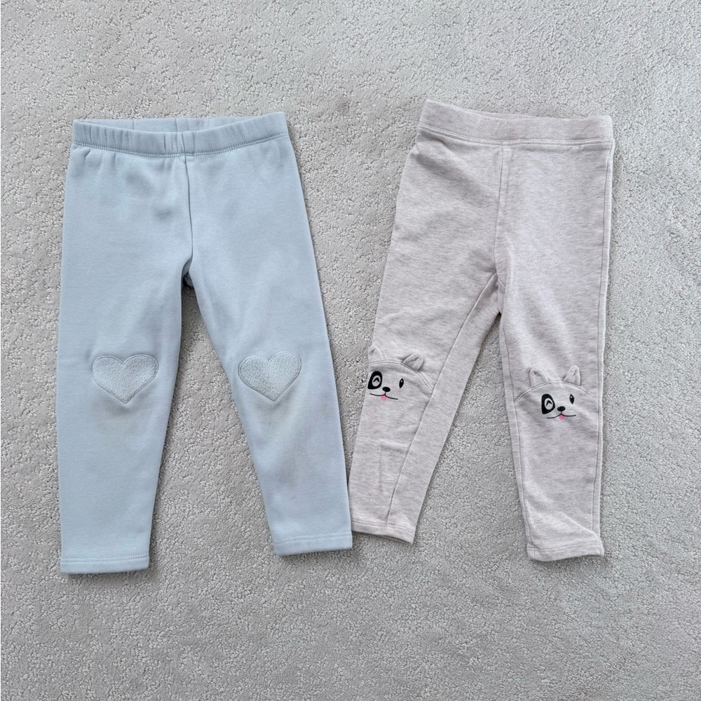 Kids Blue and Gray Animal Print Leggings, Size 2T